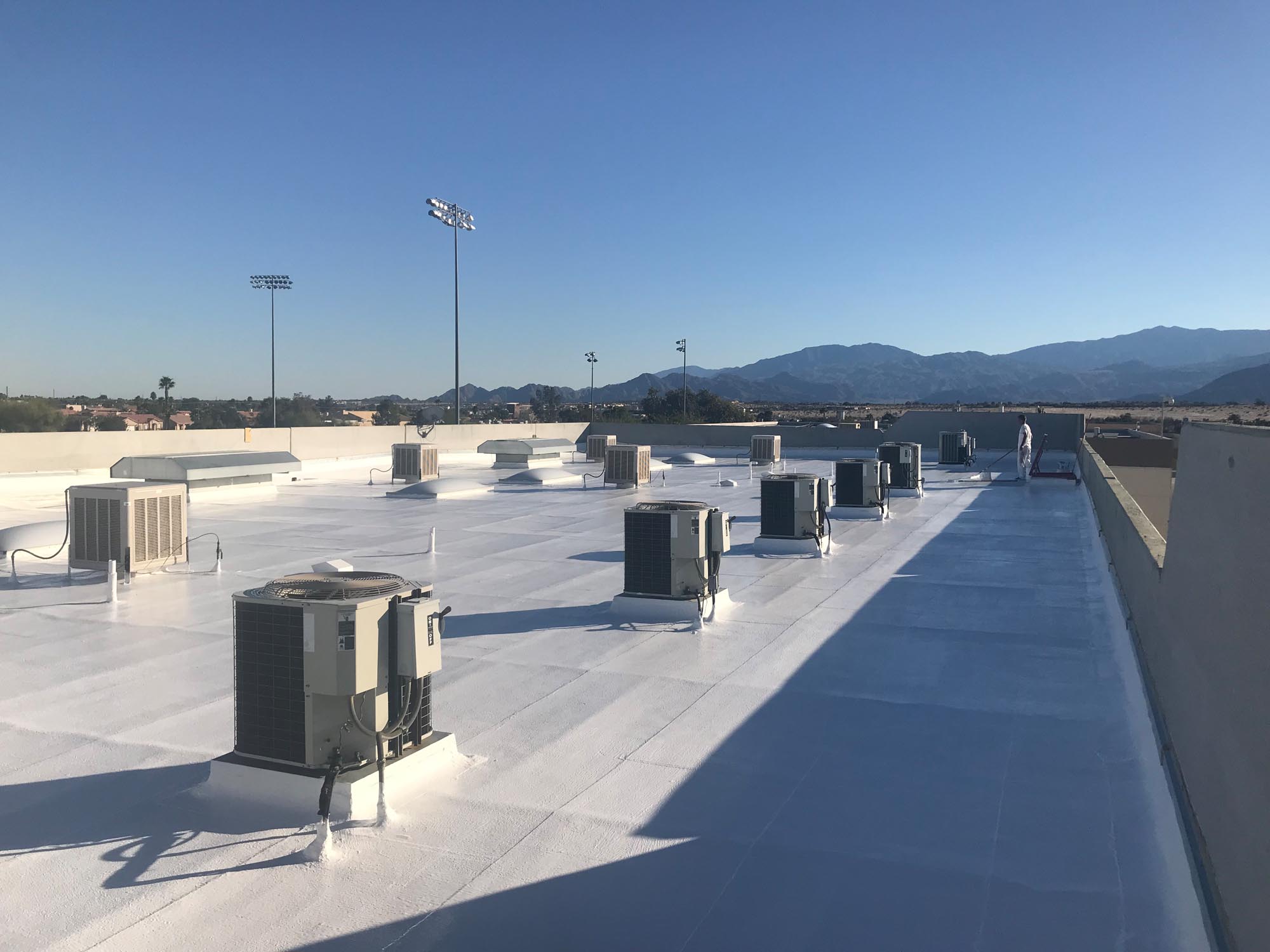 Commercial building terrace with ac units