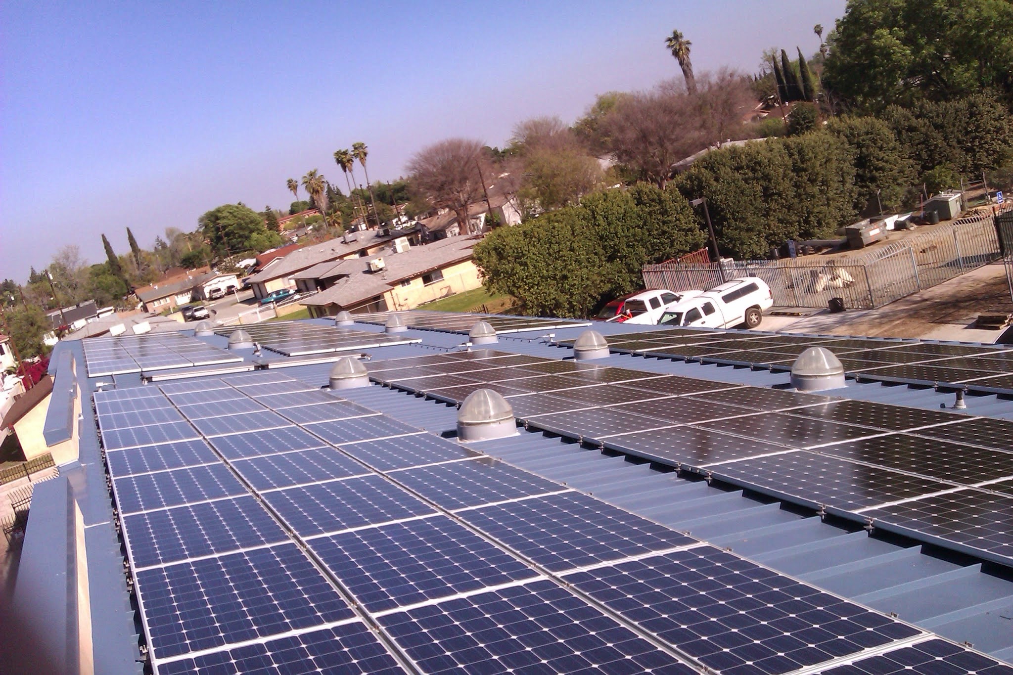 Solar panels on the roof of a building